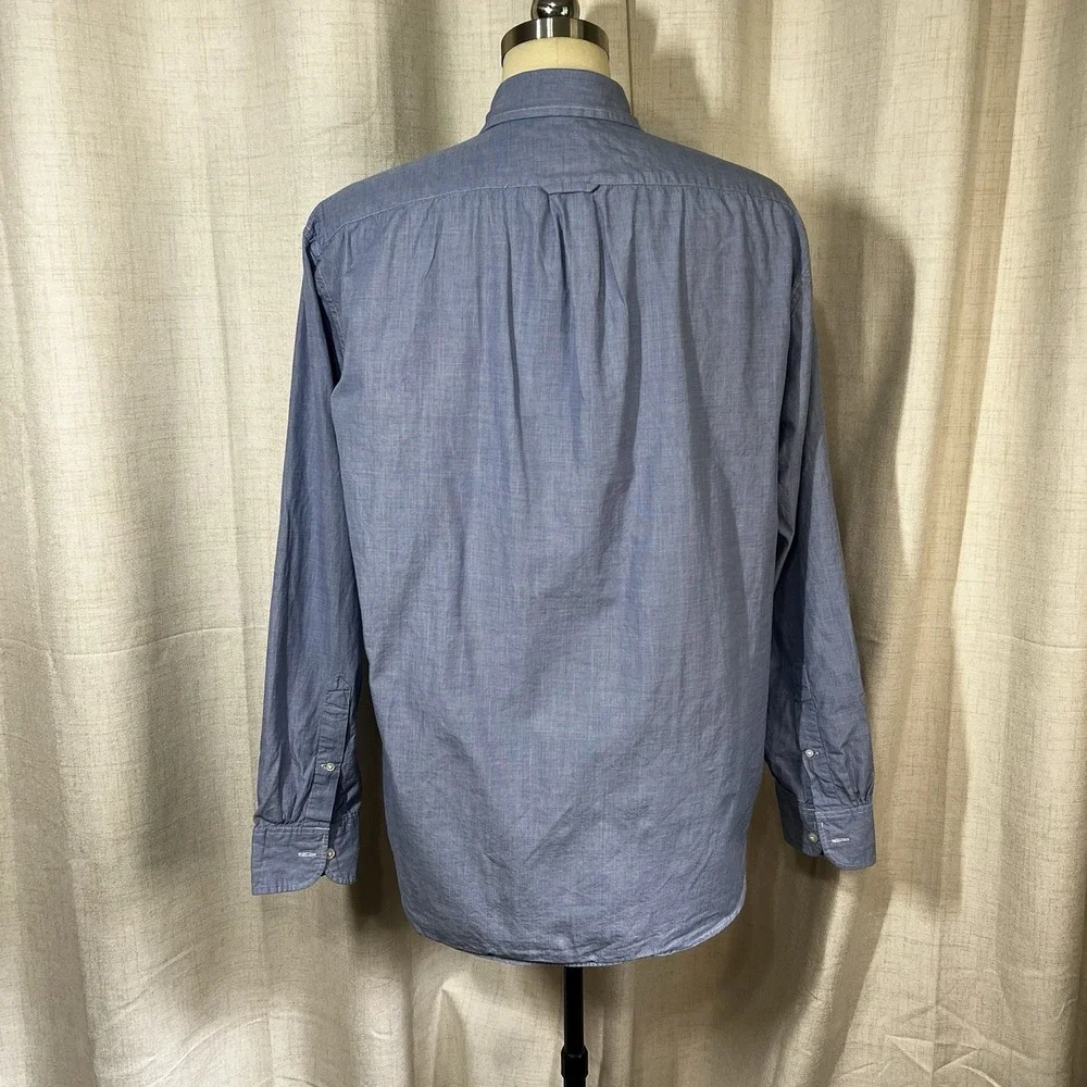 J. Crew Mens Relaxed Secret Wash‎ Cotton Button Down Shirt Waterfall Blue Large